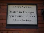 Detail of old James Webb ale/spirits plaque on former Star
